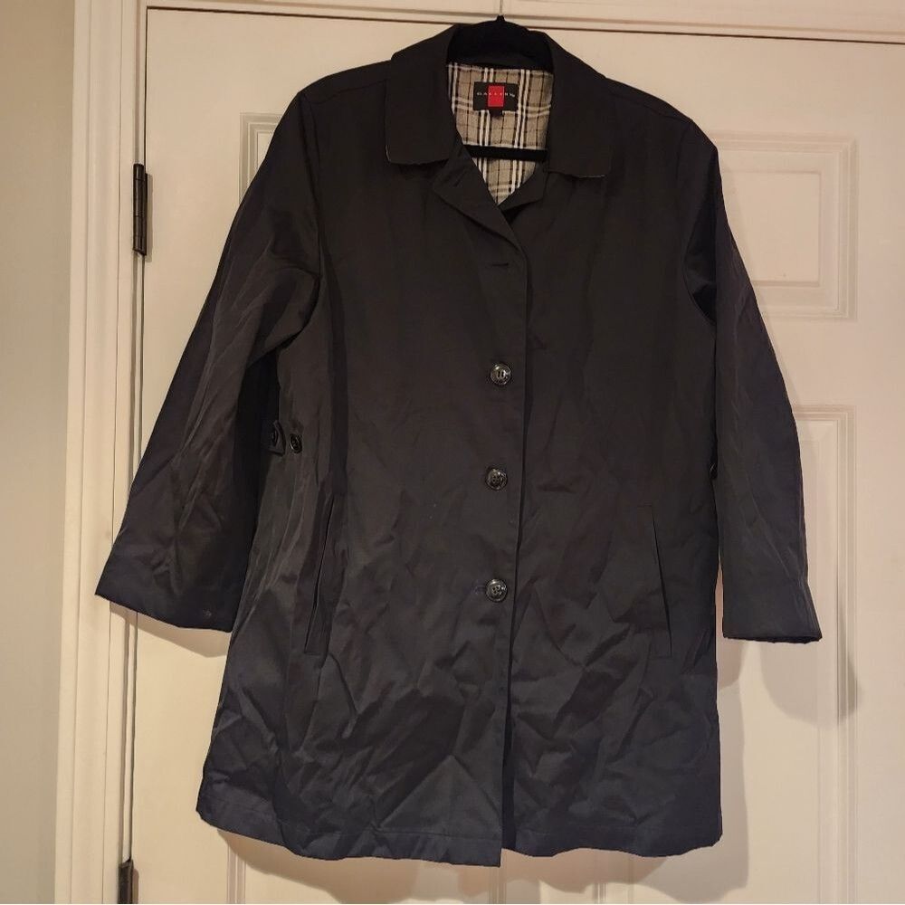 Gallery Black Plaid Lined Button Up Jacket L - image 1